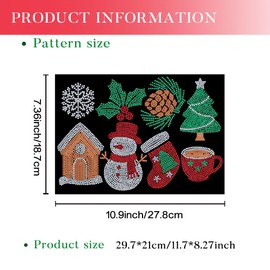 GOMAKERER 9 Stück Weihnachts Strass Transfer Zum Aufbügeln, Winter Schneeflocke Schneemann Hot fix Zum Aufbügeln Kristall Wärmeübertragungsaufkleber Kleidungsreparatur Für T Shirt Mütze Urlaubsparty