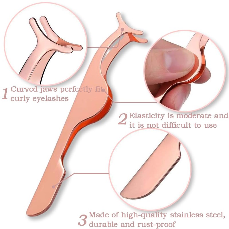 DAZISEN False Eyelashes Applicator Tool/Remover Tweezer - Professional Stainless Steel