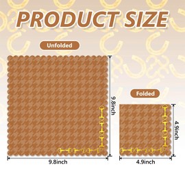 50Pcs Western Scalloped Cocktail Napkins Modern Brown Houndstooth Gold Foil Disposable Paper Napkin Horseshoe Buckle Beverage Napkin for Birthday Farm Party Tableware