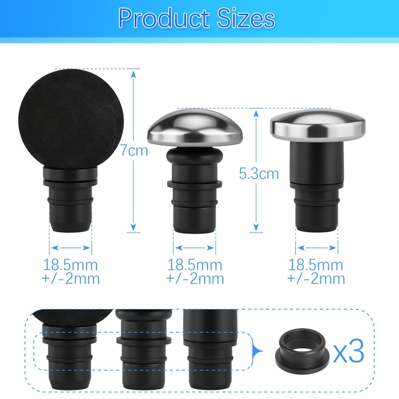 3 Pcs Massage Gun Heads Massager Gun Replaceable Attachment Adapter
