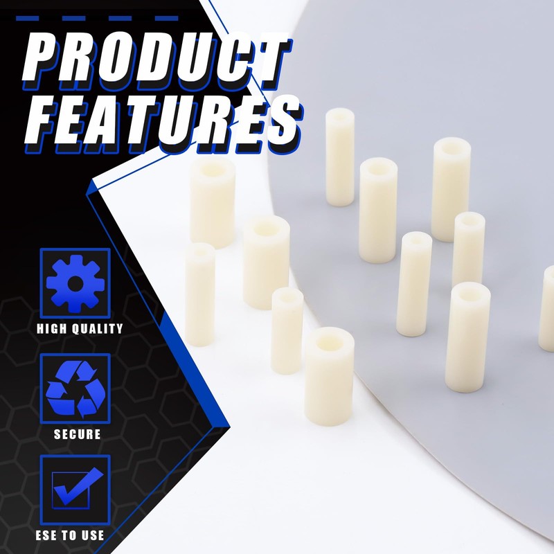 Glarks 270 Pcs Round Nylon Spacer Assortment Kit for M3
