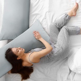 PiccoCasa 2 Packs Body Pillow Cover, Soft 100% Brushed Microfiber Body Pillow Pillowcase, Body Pillow Cases with Zipper Closure for Long Pillows Light Grey 50 x 140cm/ 4ft. 6in