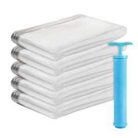 Living Friend Vacuum Blanket and Clothing Compression Bags Large (100x80) 5 Pieces + Vacuum Pump