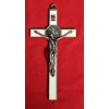 CHRISTIAN CATHOLIC ST. BENEDICT CRUCIFIX SILVER WHITE 7.5" X3.5 Inches