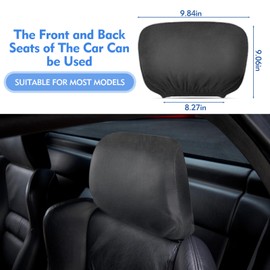 TLIFOS 4 Pcs Universal Car Seat Headrest Cover, Headrest Covers for Cars Washable Car Headrest Protector Soft Fabric Head Rest Covering for Most Cars Truck Vans (Black)