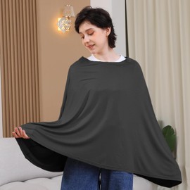 Weidllys Multi-use Nursing Cover for Breastfeeding, 360°Full Coverage Nursing Poncho, Rayon Soft & Breathable Breastfeeding Cover up (black)