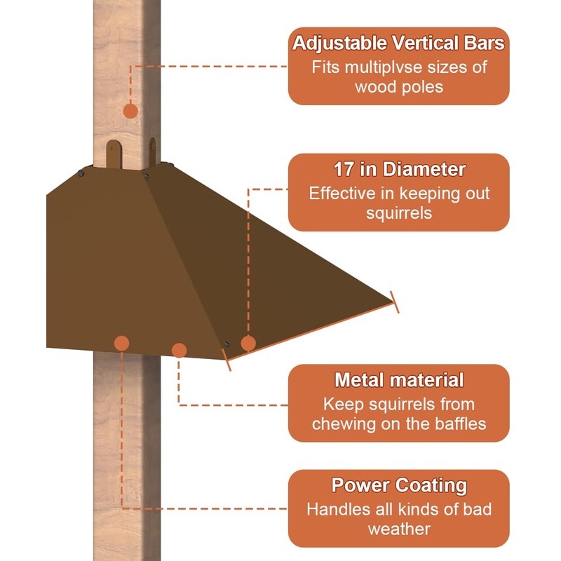 Khordin Metal Squirrel Baffle for 4x4 Post, Outside Wooden Pole