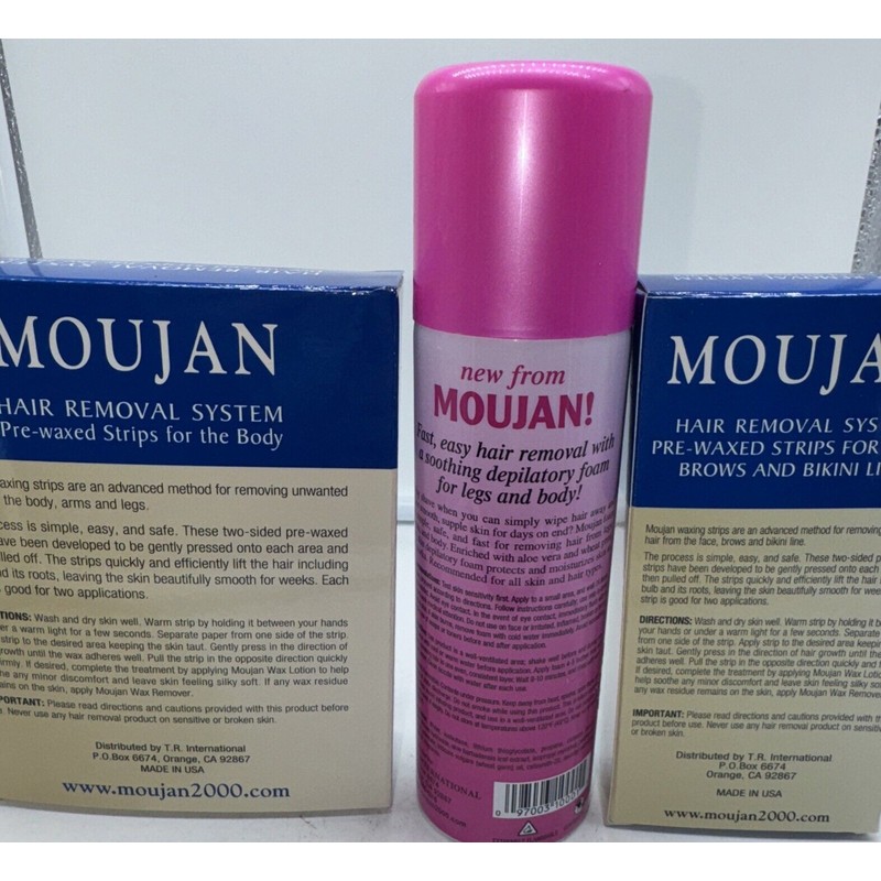 Moujan Pre-waxed Strips for BODY, for Face and depilatory foam