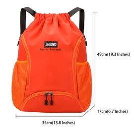 FAVORTALK Waterproof Swim Bag String Bag with Shoe Compartment Waterproof Drawstring Bag Large String Backpack for Girl Boys Women Drawstring Backpack for Sports Swimming Beach School, Orange D37516