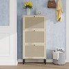 OPODEE Natural Rattan Shoe Storage Cabinet for Entryway, 24 in