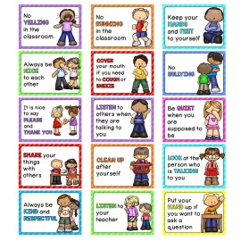 Richardy 15Pcs A4 Classroom Rules Educational Posters for Preschool, Home, Middle and ...