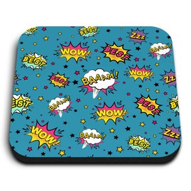 1 x Square MDF Fridge Magnet - Comic Book Words Boys 2831