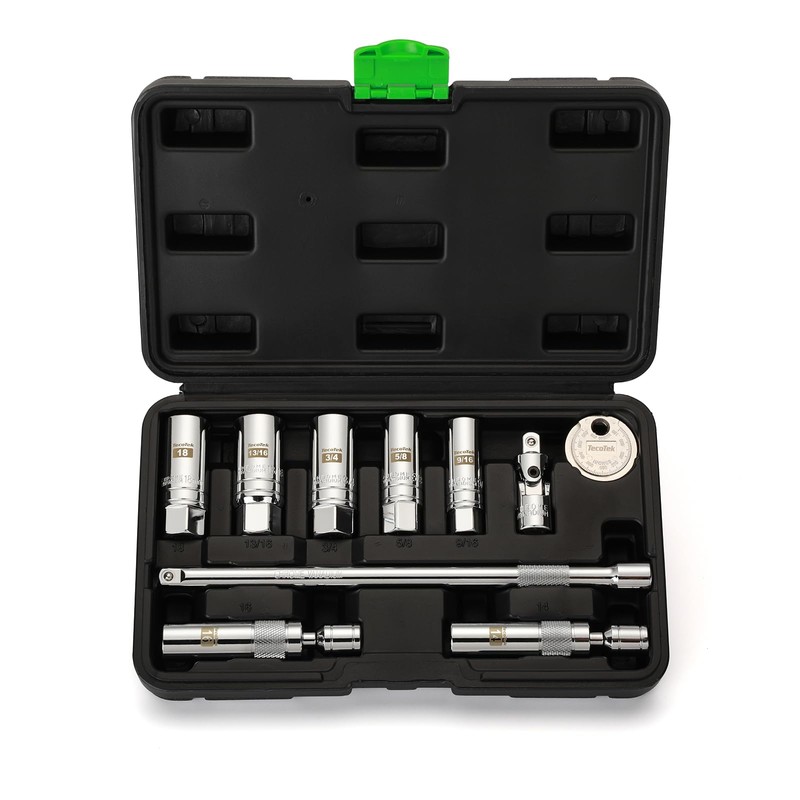 10PCS 3/8" Drive Magnetic Spark Plug Socket Set, Swivel Spark