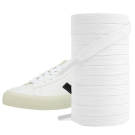 UamGlsob Flat Shoelaces for Veja Campo Trainers, 8 mm Shoelaces Replacement Cotton Shoelaces, White