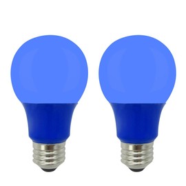 LED A19 Colored Light Bulb, 5W, (40W Equivalent), E26 Medium Base, 120V, UL Listed, Blue (2 Pack)