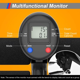 RIVALLYCOOL 6 in 1 Sit up Bench, Adjustable & Foldable Utility Weight Bench w/LCD Monitor, Decline/Incline Ab Training Bench for Home, Gym & Office (Blue)