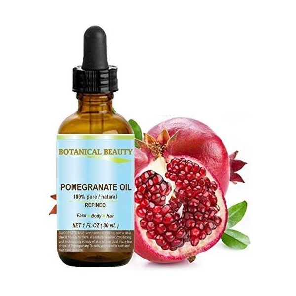 Botanical Beauty Pomegranate Oil -100% Pure, 100% Natural. For Face, Hair and Body 1 oz-30 ml