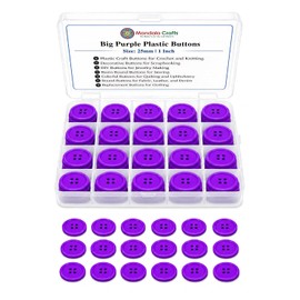 Mandala Crafts - Botones de plástico grandes de 25 mm, 1 pulgada, color morado para costura, 50 botones redondos de resina de repuesto con 4 agujeros
