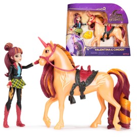 Unicorn Academy, Set Valentina & Cinder con 2 Accesorios de equitación y Herramienta de Peinado, Juguetes de muñecas y Unicornios para niñas a Partir de 4 años