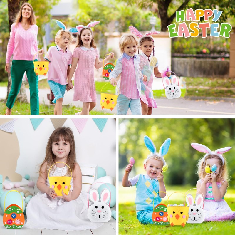 Yanghad Felt Easter Basket, Pack of 3 Easter Baskets with