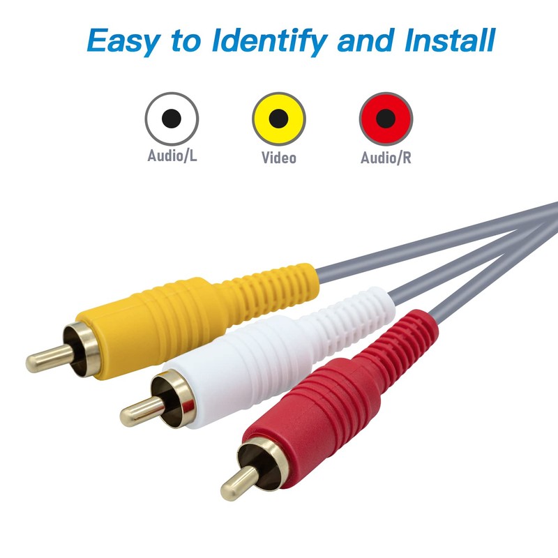 Mcbazel Wii AV Cable, Gold-Plated 3 RCA Interface, 6FT/1.8M, Compatible