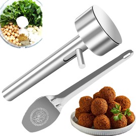 Arazooyi Falafel Scoop With Spatula, Stainless Steel Professional Falafel Maker Tool Food Safe and Non-Sticky Stainless-Steel Felafel Maker Mold