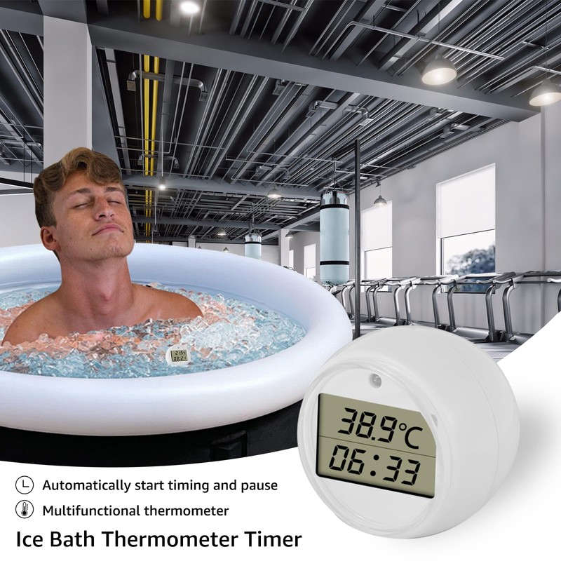 Cold Plunge Thermometer & Timer, Ice Bath Thermometer Timer with