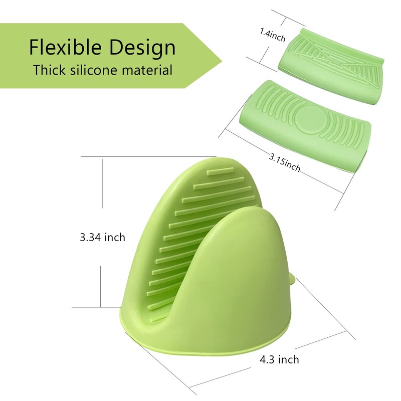 LANNEAS 2 Pairs Mini Silicone Oven Mitts Pot Holders Sets,