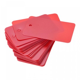 sourcing map Blank Waterproof Eyelet Hole Plastic Shipping Tags, for Product Identification Tags, Valve Marking, Outdoor Tagging,1.2 x 2 Inch Red Pack of 50