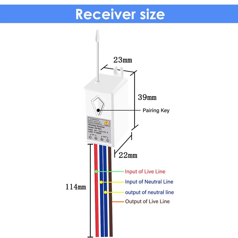KCMYTONER Receiver for Wireless Light Switch with Long Distance Outdoor
