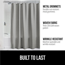 GORILLA GRIP Waffle Shower Curtain, Thick Weighted Fabric, 72x78, Wrinkle and Rust Resistant, Classic Hotel Quality Design, Heavy Duty Long Curtains for Bathroom Showers, Bath Tubs, Machine Wash, Gray