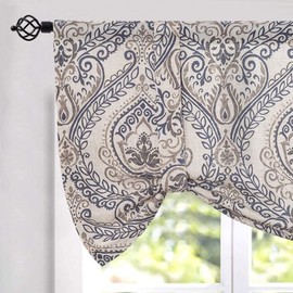 jinchan Floral Valance Curtain for Kitchen Valance for Windows 16 Inch Rustic Framhouse Country Valance for Living Room Bedroom Bathroom Light Filtering Rod Pocket 1 Panel Green on Beige