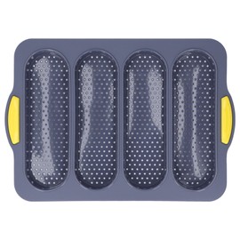 Baguette Mold 4 Grooves Silicone Soft Smooth Surface Bread Mould Baking Pan Kitchen ToolLight Gray