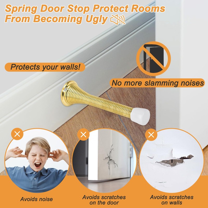 Spring Door Stoppers, 12 Pack Door Stops Wall Protector, Doorstops
