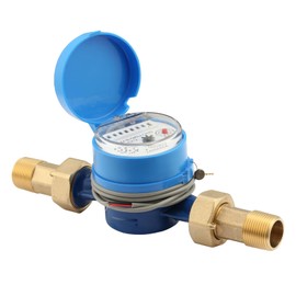Watflow DN20 Water Meter 3/4" NPT,AWWA C712 Certification Gallon Water Flow Meter with Pulse Output, Cold Water Meter for Garden/Home/Apartment, Horizontal Install.
