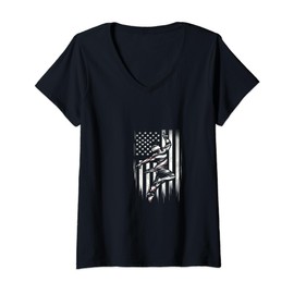 Womens Dancing Silhouette American Flag USA Flag V-Neck T-Shirt