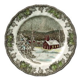 Johnson Brothers Friendly Village School House 10.5" Dinner Plate, Red/Green/Silver/Blue