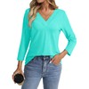 TICTICMISS V Neck T Shirts for Women 3/4 Length Sleeve