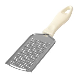Grattugia Formaggio in Acciaio Inox 26,5 × 6 cm – Lama a fori medi, manico PP color avorio antiscivolo con foro per appendere, ideale per parmigiano, agrumi e verdure