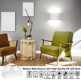 ChangM Modern LED Wall Sconce Hardwired 10W Cool White Wall Lights Set of 4 Up and Down Wall Mount Light for Living Room Bedroom Hallway Corridor Indoor Outdoor Waterproof(with G9 Bulbs)