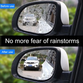 Rearview Mirror Film, 5.9"x3.9" HD Nano Waterproof Rainproof Transparent Protective Sticker, Universal Car Windows and Mirrors (2PCS)