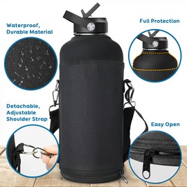 BUZIO Water Bottle Holder Carrying Pouch for 87 oz Bottles - Carry, Protect and Insulate Your Flask with This Military Grade Carrier an Adjustable Padded Shoulder Strap