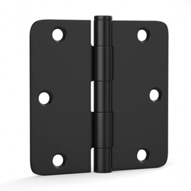 goldenwarm 6Pack Door Hinges Black Matte 3.5 Inch Rounded Black Interior Door Hinges 3-1/2'' with 1/4'' Radius Corners