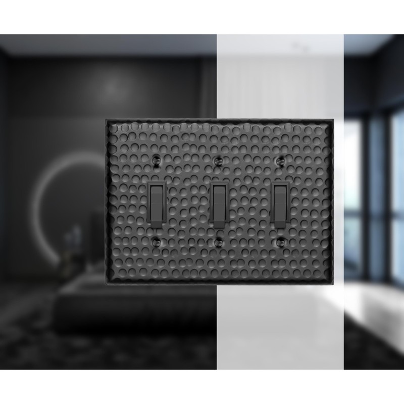 Monarch Abode 3-Gang Toggle Wall Plate, Hand Hammered Metal Switch