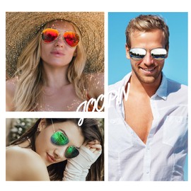 Joopin 3 Pack Polarized Military Sunglasses for Women Men UV Protection, Green Aviation Sun Glasses, Mirrored Red Sunnies, Vintage Silver Shades