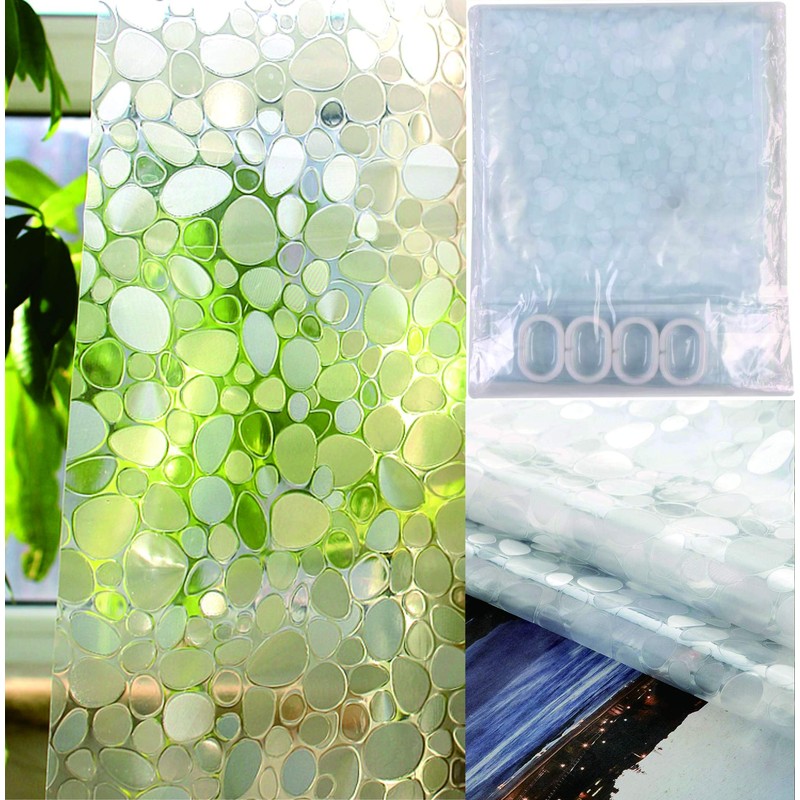 SUJAYU EVA Shower Curtain Liner with 12 Plastic Hooks, 72x72