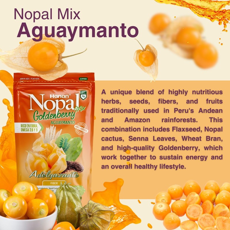 Nopal Mix Aguaymanto 454g - 100% Natural High-Fiber Goldenberry Blend