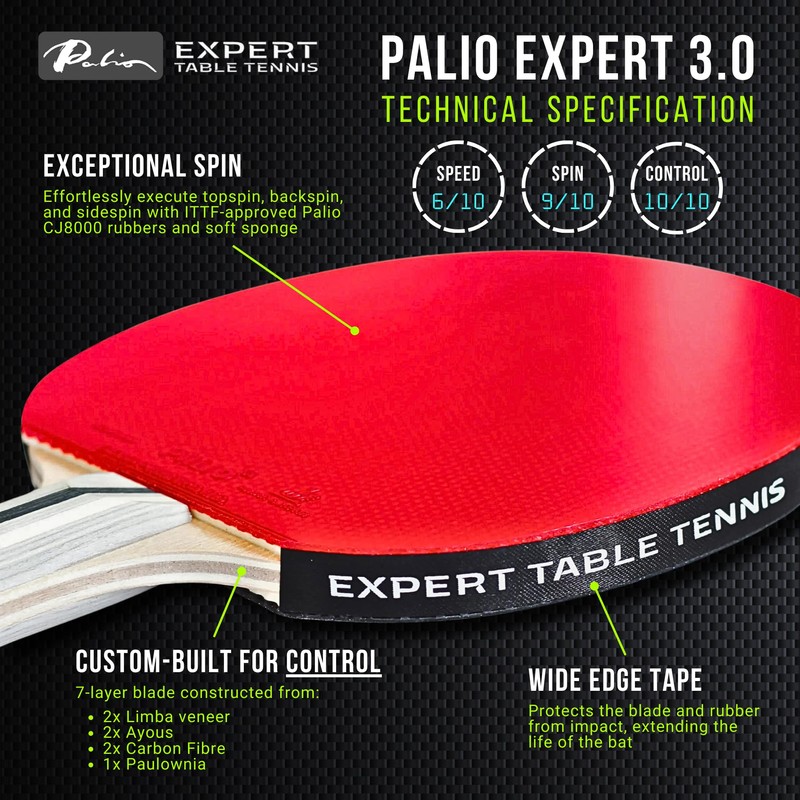 Palio Expert 3.0 Table Tennis Bat & Case | ITTF