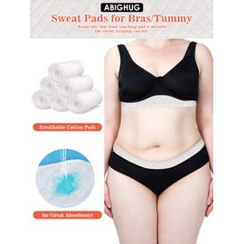 ABIGHUG Bra Liners to Absorb Sweat Under Breasts, Bra Sweat Liners/Tummy Liners for Sweat Rash, Absorbent Sweat Pads, Cotton Bra Liners for Sweat Rash Plus Size for Women & Men, 10Pcs (17.7in*3in)