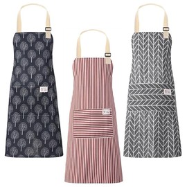 TANGHSE 3 Pack Aprons for Women, Waterproof Apron for Cooking Chef Apron for Men Cleaning Kitchen Aprons Clothes Drying Apron Tabards for Women with Pockets for Baking